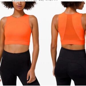 Lululemon Orange Hotty hot cropped tank, size 6!